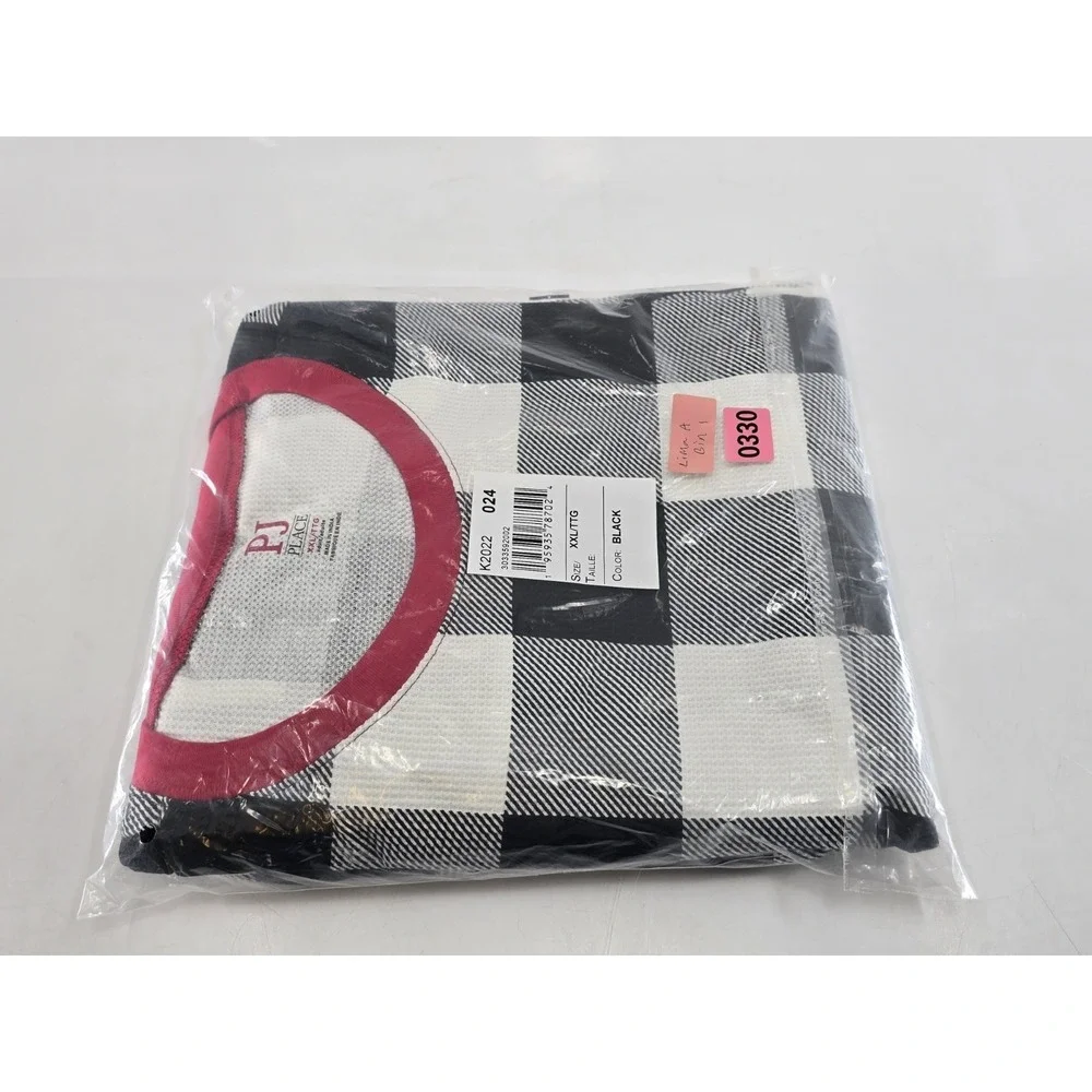 NEW The Children's Place Adult Pajamas‎ - White/Black Plaid - Size XXL